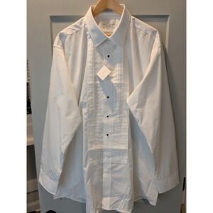 NWT Neil Allyn White Tuxedo Shirt Pleated‎ Front 2XL 36/37 Menswear Formal